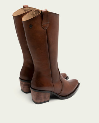 BOTTES COWBOY EN CUIR CUIR AVEC FERMETURE ÉCLAIR FLORA