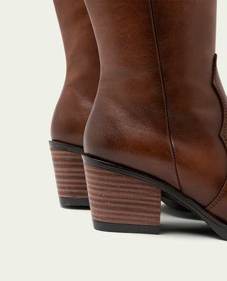 BOTTES COWBOY EN CUIR CUIR AVEC FERMETURE ÉCLAIR FLORA