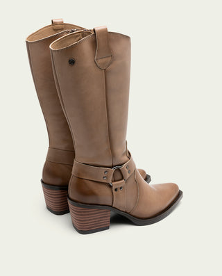 BOTTES COWBOY EN CUIR TAUPE FIONA