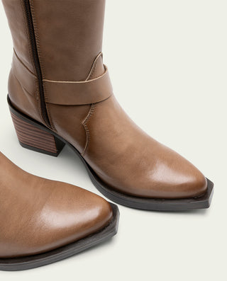 BOTTES COWBOY EN CUIR TAUPE FIONA