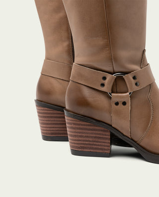 BOTTES COWBOY EN CUIR TAUPE FIONA