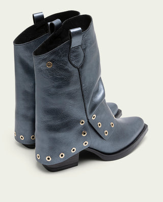 BOTTES COWBOY EN CUIR TAUPE AVEC CLOUS FLORENCE