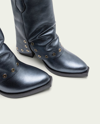 BOTTES COWBOY EN CUIR TAUPE AVEC CLOUS FLORENCE