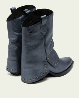 BOTTES DOUBLE FACE EN CUIR PLOMBÉ AVEC CLOUS FAITH