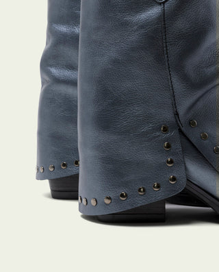 BOTTES DOUBLE FACE EN CUIR PLOMBÉ AVEC CLOUS FAITH