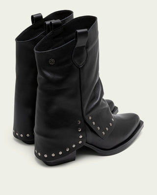 BOTTINES EN CUIR AVEC FERMETURE ÉCLAIR NOIR FIORELLA