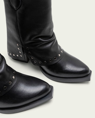 BOTTINES EN CUIR AVEC FERMETURE ÉCLAIR NOIR FIORELLA