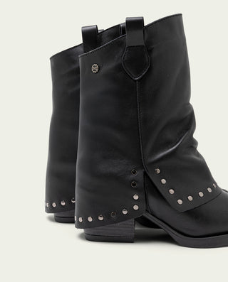 BOTTINES EN CUIR AVEC FERMETURE ÉCLAIR NOIR FIORELLA