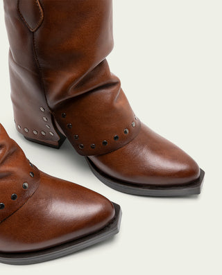 BOTTES À DOUBLE FACE EN CUIR AVEC CLOUS FIORELLA
