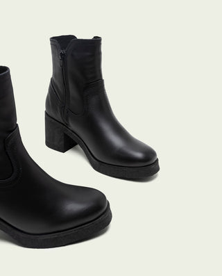 BOTTINES EN CUIR AVEC FERMETURE ÉCLAIR NOIR MOLLY