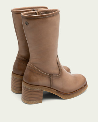BOTTES À TALON EN CUIR TAUPE AVEC ÉCLAIR MARNI