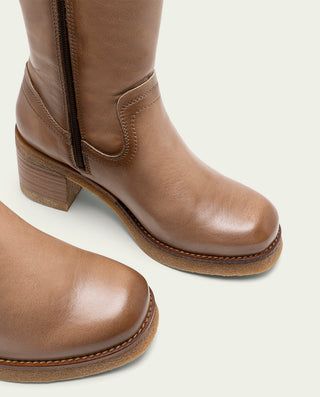 BOTTES À TALON EN CUIR TAUPE AVEC ÉCLAIR MARNI