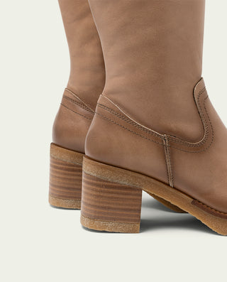 BOTTES À TALON EN CUIR TAUPE AVEC ÉCLAIR MARNI