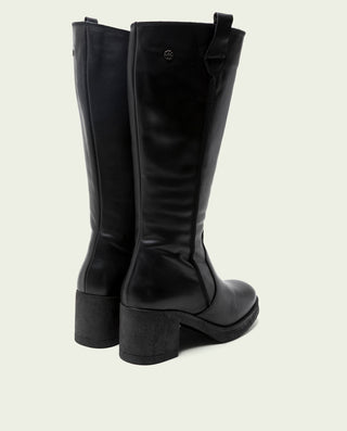 BOTTES EN CUIR AVEC FERMETURE ÉCLAIR NOIR MAR