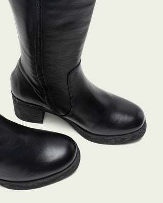 BOTTES EN CUIR AVEC FERMETURE ÉCLAIR NOIR MAR