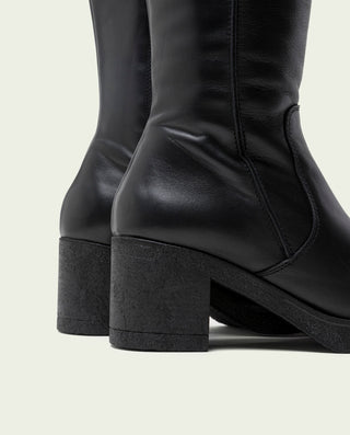 BOTTES EN CUIR AVEC FERMETURE ÉCLAIR NOIR MAR