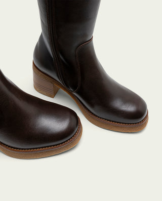 BOTTES EN CUIR AVEC FERMENTURE ECLAIR NOIR MAR
