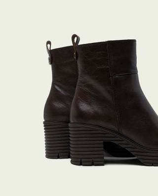 BOTTINES EN CUIR AVEC FERMETURE ÉCLAIR MOKA MARTA