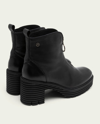 BOTTINES EN CUIR AVEC FERMETURE ÉCLAIR NOIR MILA