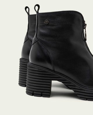 BOTTINES EN CUIR AVEC FERMETURE ÉCLAIR NOIR MILA