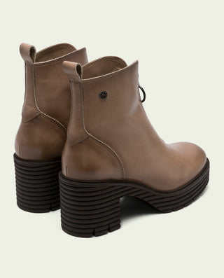 BOTTINES EN CUIR AVEC FERMETURE ÉCLAIR TAUPE MILA