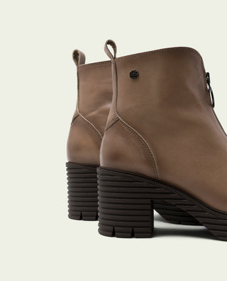 BOTTINES EN CUIR AVEC FERMETURE ÉCLAIR TAUPE MILA