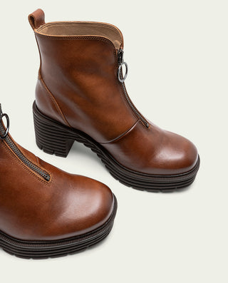 BOTTINES EN CUIR AVEC FERMETURE ÉCLAIR CUIR MILA