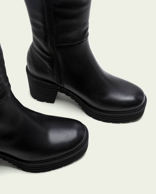 BOTTES EN CUIR AVEC FERMETURE ÉCLAIR NOIR MILEY