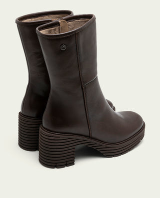 BOTTES EN CUIR AVEC FERMETURE ÉCLAIR MOKA MILEY