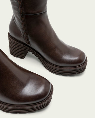 BOTTES EN CUIR AVEC FERMETURE ÉCLAIR MOKA MILEY