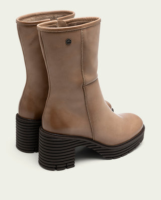 BOTTES EN CUIR À FERMETURE ÉCLAIR TAUPE MILEY