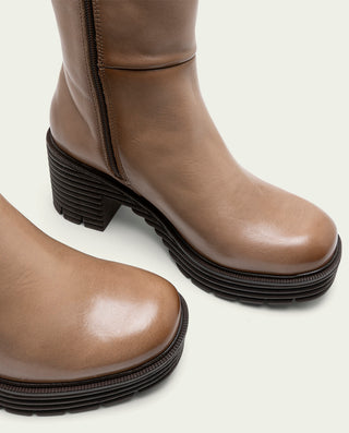 BOTTES EN CUIR À FERMETURE ÉCLAIR TAUPE MILEY