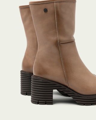 BOTTES EN CUIR À FERMETURE ÉCLAIR TAUPE MILEY