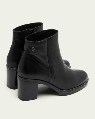 BOTTINES EN CUIR À TALONS NOIRS RANIA