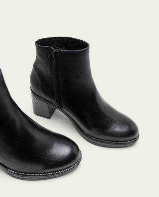BOTTINES EN CUIR À TALONS NOIRS RANIA