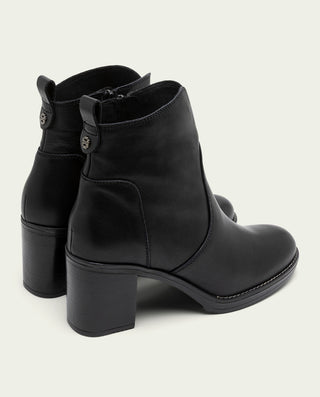 BOTTINES EN CUIR À TALONS NOIR RAQUEL