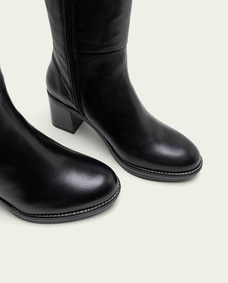 BOTTES EN CUIR À TALONS NOIRS RITA