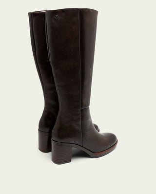 BOTTES EN CUIR À TALONS MOKA RITA