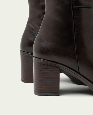 BOTTES EN CUIR À TALONS MOKA RITA