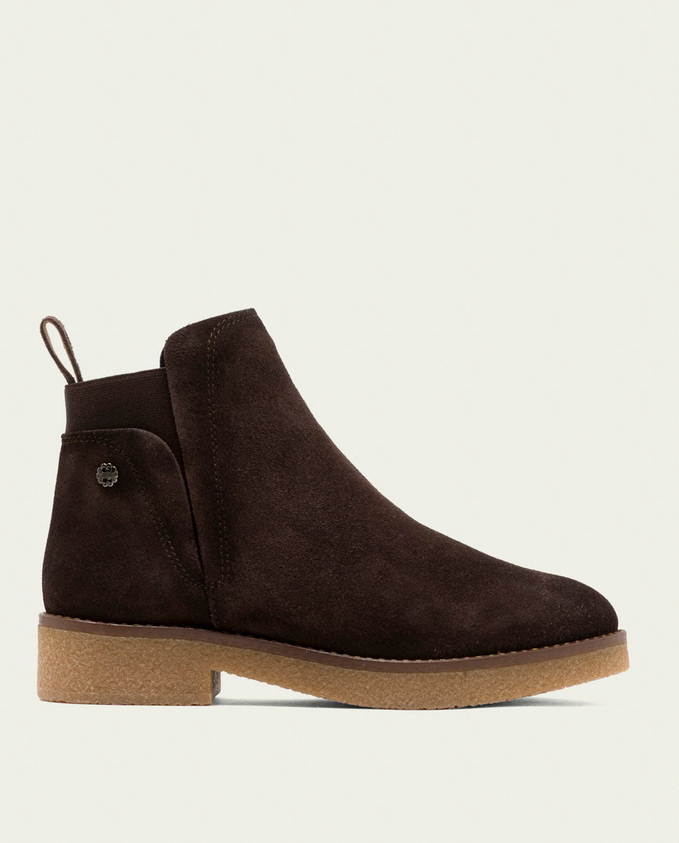 BOTTINES EN CUIR AVEC ÉLASTIQUES ISABEL MOKA