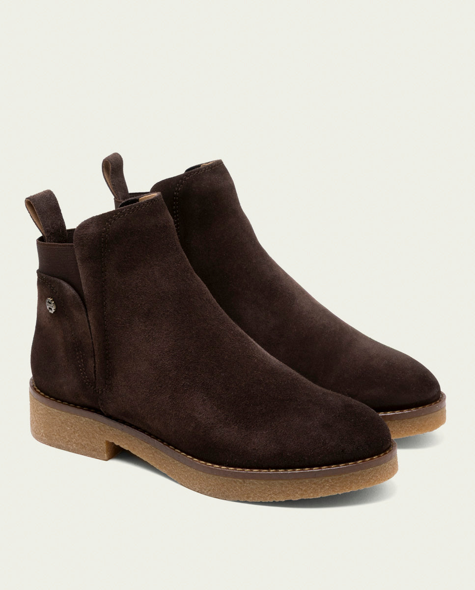 BOTTINES EN CUIR AVEC ÉLASTIQUES ISABEL MOKA