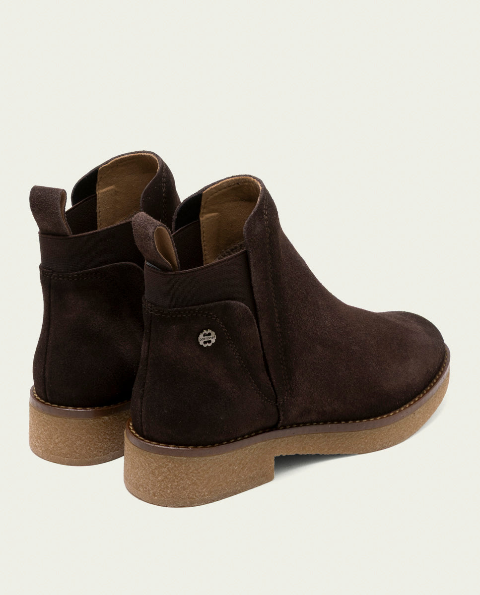 BOTTINES EN CUIR AVEC ÉLASTIQUES ISABEL MOKA