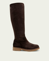 BOTTES HAUTES EN CUIR MOKA AVEC FERMETURE ÉCLAIR INÉS