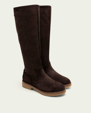 BOTTES HAUTES EN CUIR MOKA AVEC FERMETURE ÉCLAIR INÉS