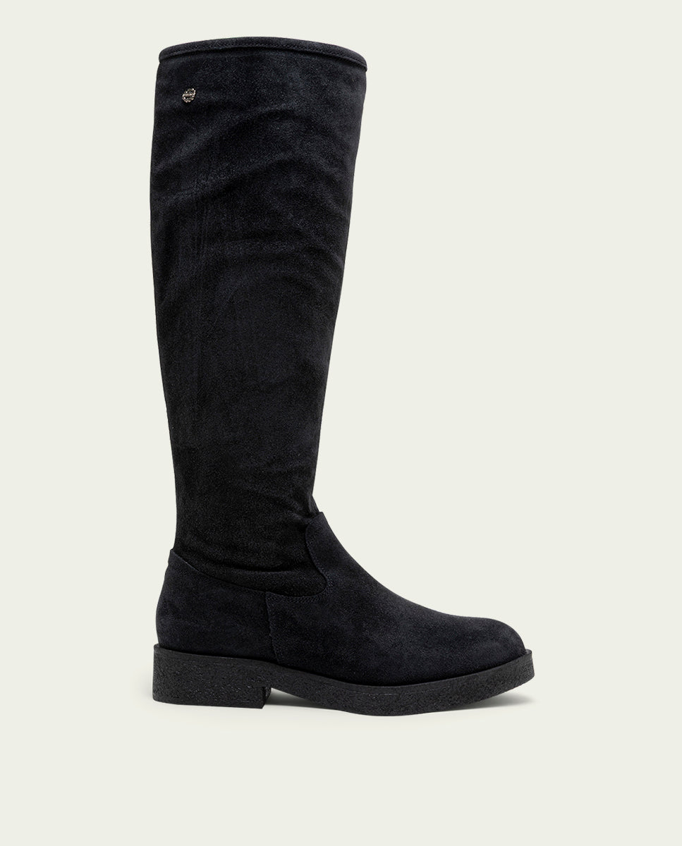 BOTTES HAUTES EN CUIR CHARBON AVEC ÉCLAIR INÉS