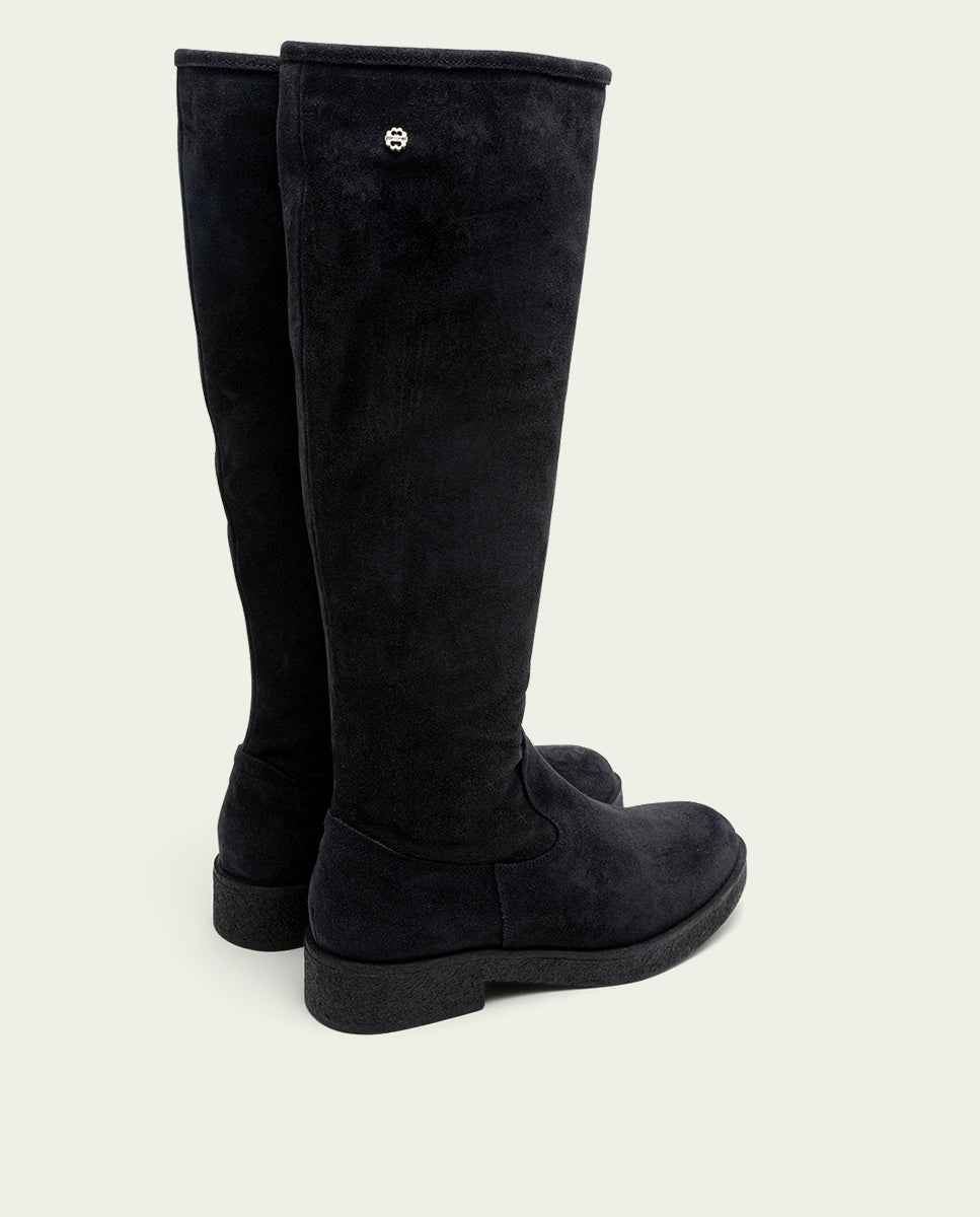 BOTTES HAUTES EN CUIR CHARBON AVEC ÉCLAIR INÉS