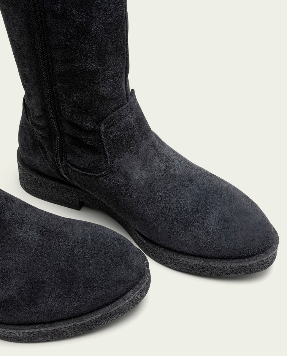 BOTTES HAUTES EN CUIR CHARBON AVEC ÉCLAIR INÉS