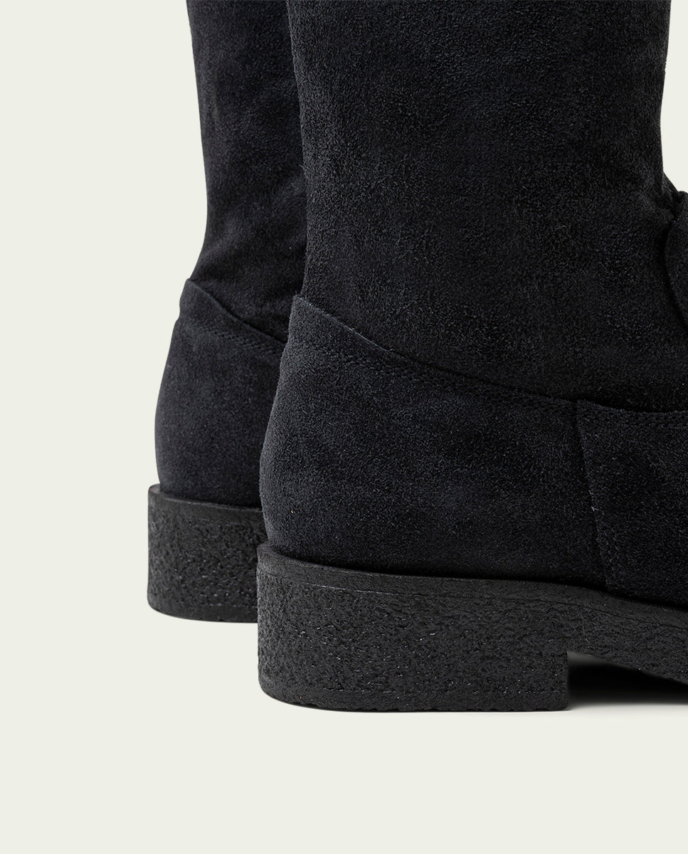 BOTTES HAUTES EN CUIR CHARBON AVEC ÉCLAIR INÉS
