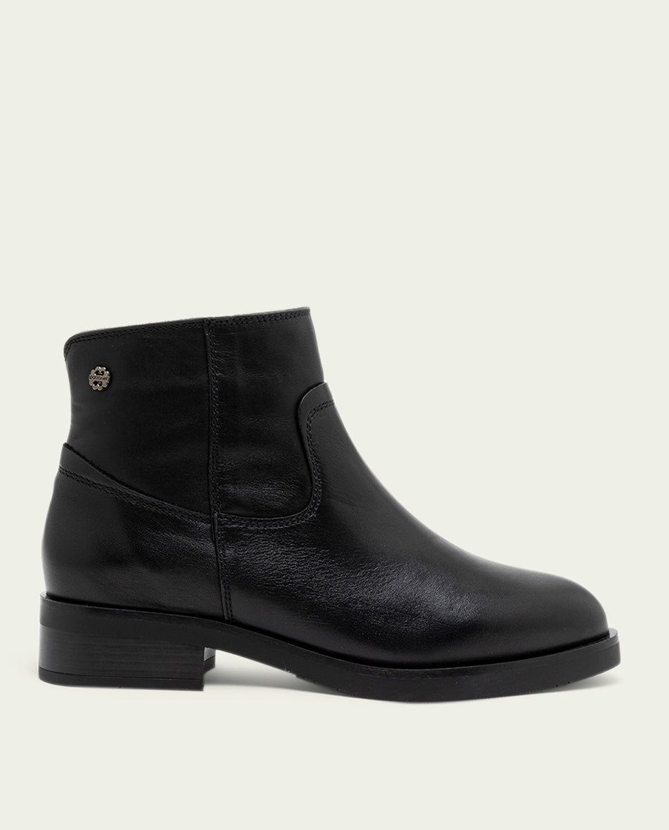 BOTTINES EN CUIR NOIRS AVEC FERMETURE ÉCLAIR JIMENA