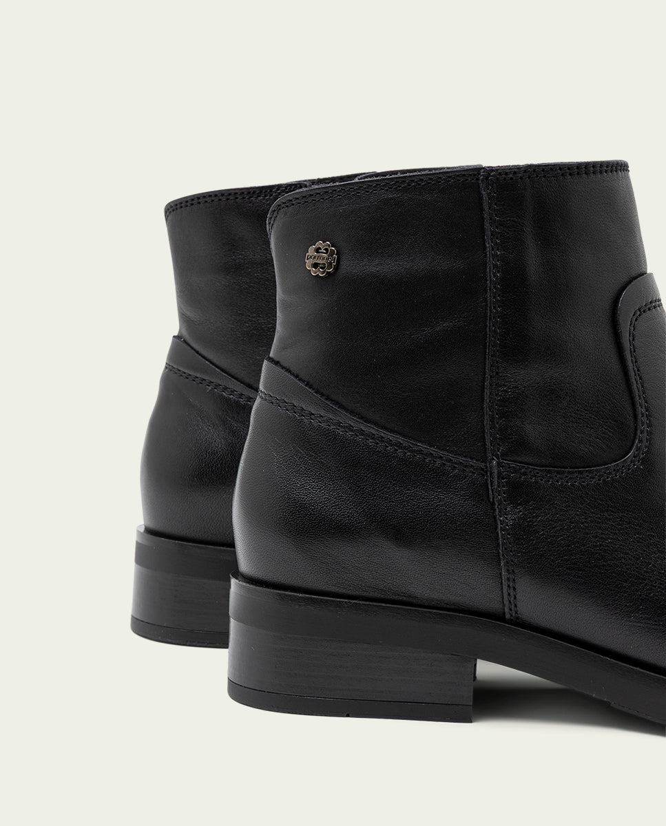 BOTTINES EN CUIR NOIRS AVEC FERMETURE ÉCLAIR JIMENA